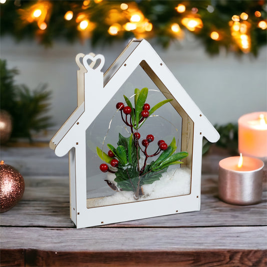 Xmas Haus GH9051 27cm LED Window with Holly Decoration (Battery Operated)