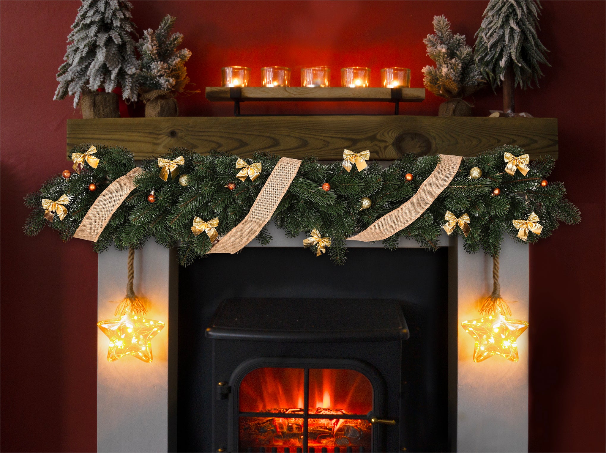 Xmas Haus GH9071 30cm 10 LED Glass Star LED Light with Timer