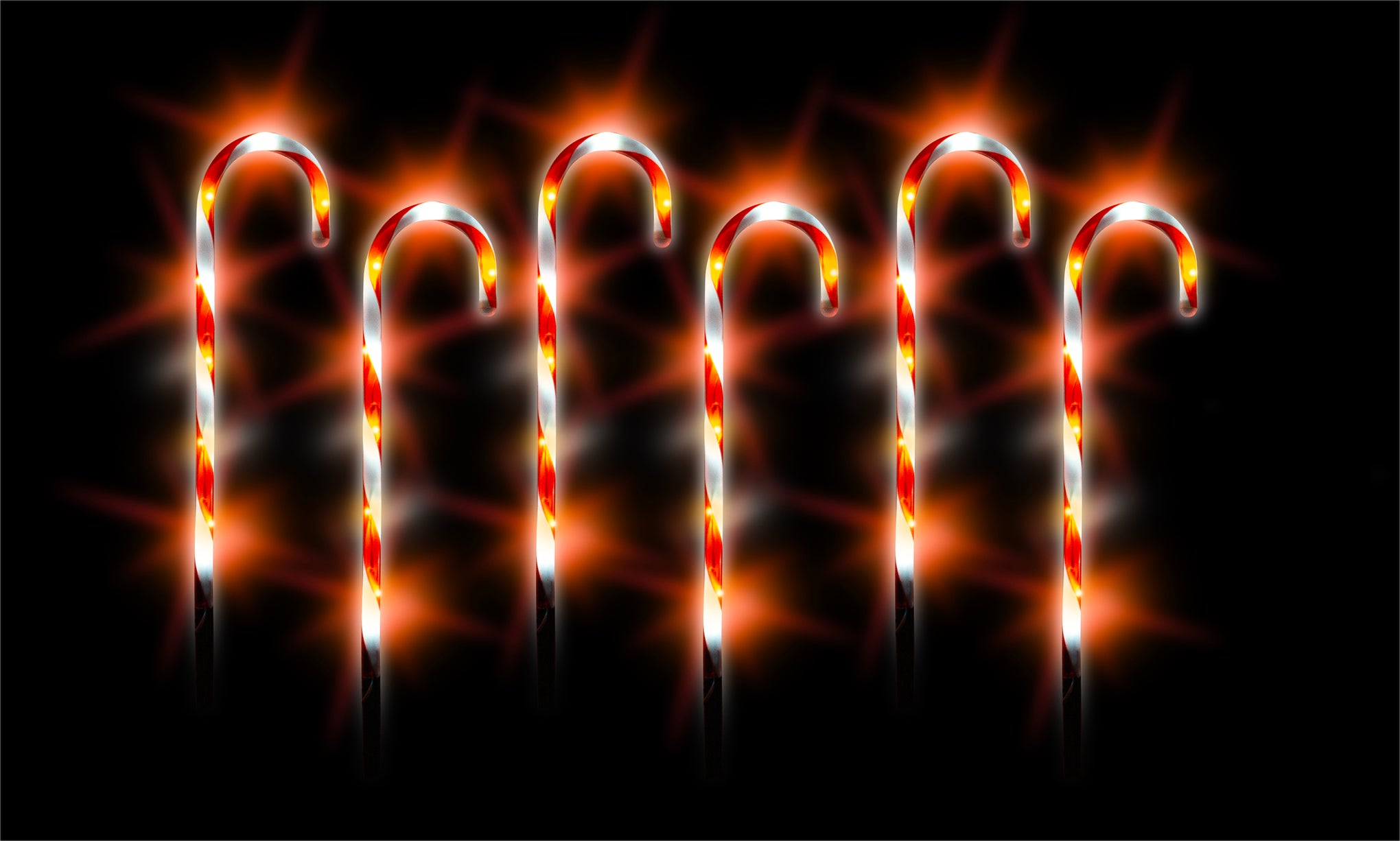 Xmas Haus GH9074 57cm Set of 6 Outdoor LED Christmas Candy Canes with Timer IP44 (Battery Operated)