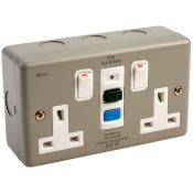 Switchtec MCRCD13A2G SCL 2 Gang 13A RCD Socket Metal Clad