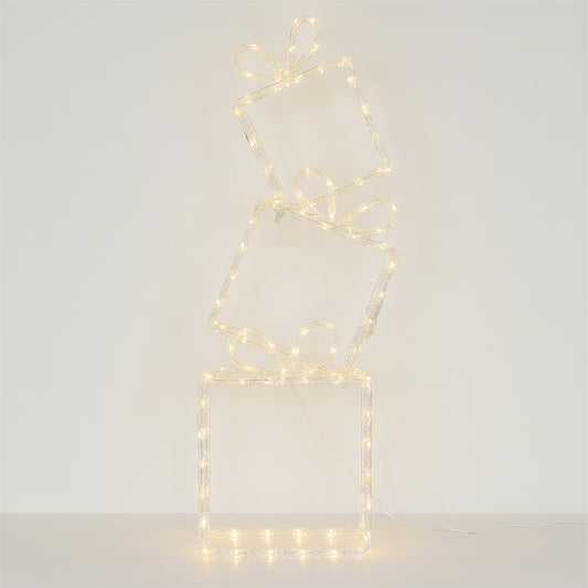 Xmas Haus XH10070 Pre Lit 40 Warm White LED Christmas Presents Stack of 3 with Timer