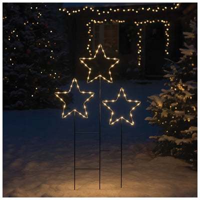 Xmas Haus XH10073 Pre Lit 30 Warm White Micro LED Christmas 3 Star Cluster (Battery Operated with Timer)