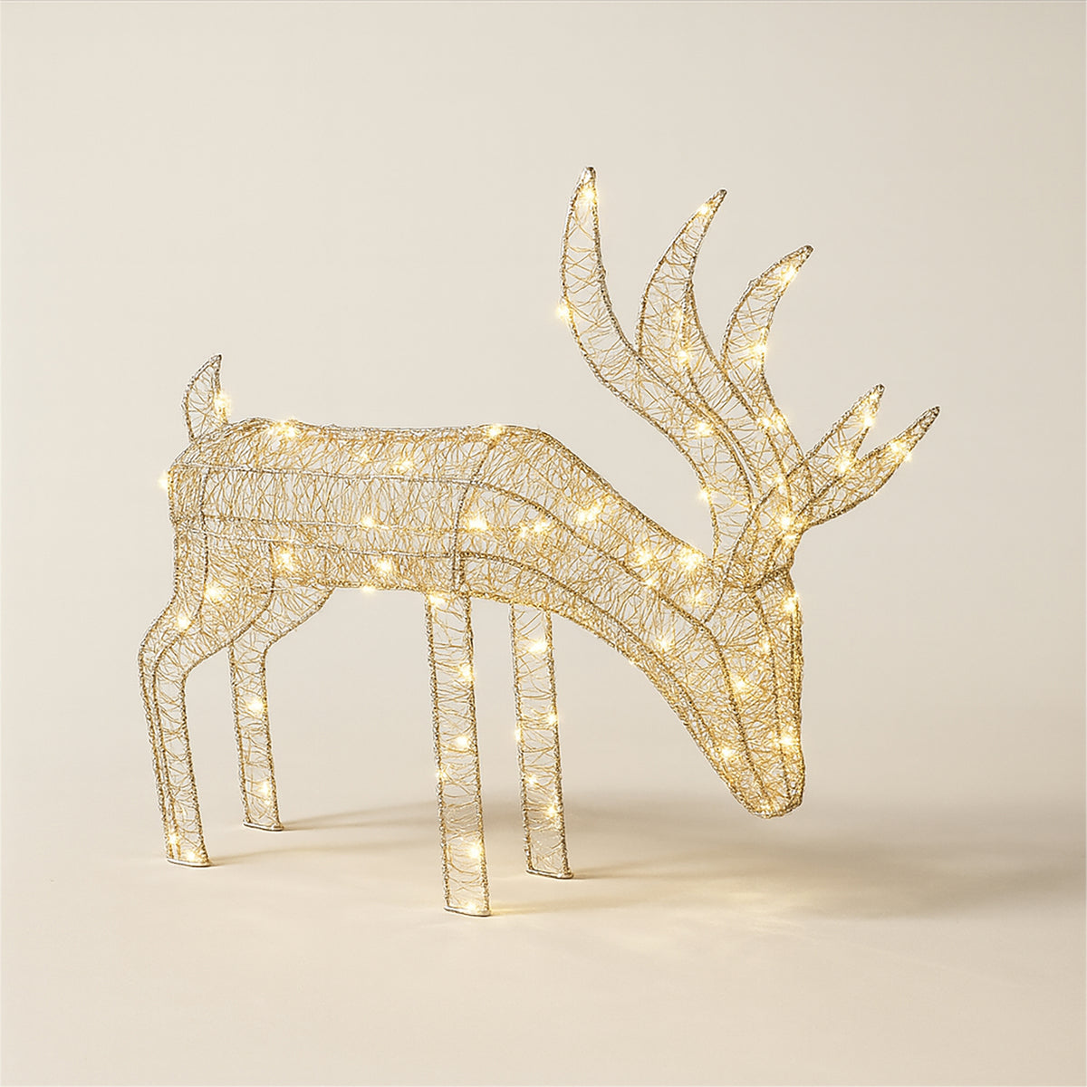 Xmas Haus XH10081 43cm 200 LED Floor-Standing Silver LED Festive Reindeer Warmwhite IP44