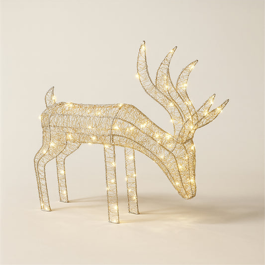 Xmas Haus XH10081 43cm 200 LED Floor-Standing Silver LED Festive Reindeer Warmwhite IP44