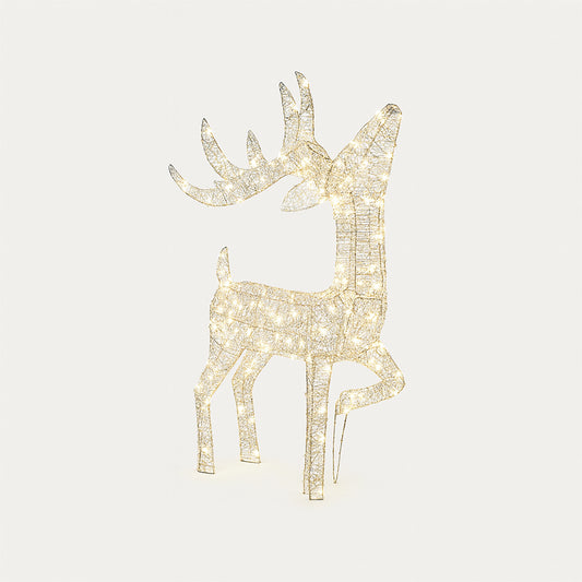 Xmas Haus XH10082 60cm 200 LED Floor-Standing Silver LED Festive Deer Warmwhite IP44